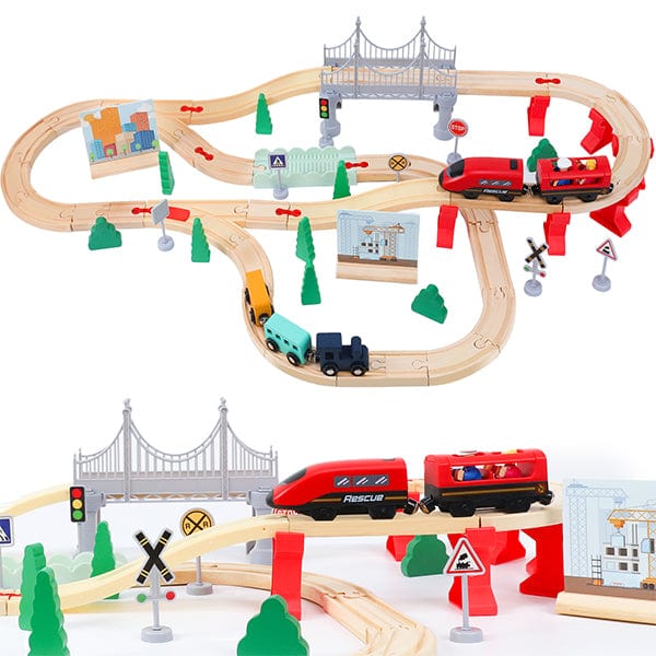 Wdmiya Learning & Education Wooden Train Set for Toddlers