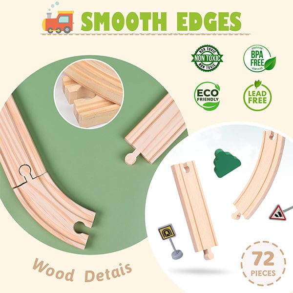 Wdmiya Learning & Education Wooden Train Set for Toddlers