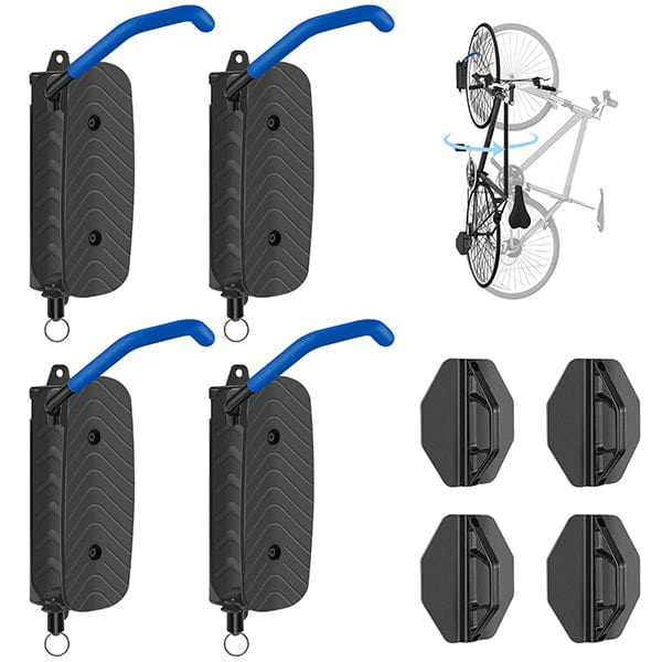 Wdmiya Wdmiya Bike Wall Mount, Swivel Bike Rack Garage, Space-Saving Bike Hooks & Hangers for Garage, Vertical Garage Bike Rack Wall Mount for Storage, Bike Hanger Can Hold Up to 70 Lbs Blue (4 Pack)