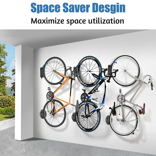 Wdmiya Wdmiya Bike Wall Mount, Swivel Bike Rack Garage, Space-Saving Bike Hooks & Hangers for Garage, Vertical Garage Bike Rack Wall Mount for Storage, Bike Hanger Can Hold Up to 70 Lbs Blue (4 Pack)