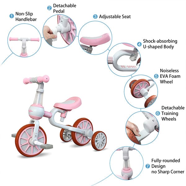 XIAPIA Balance bike 3-in-1 Kids Tricycles For 1-4 Years